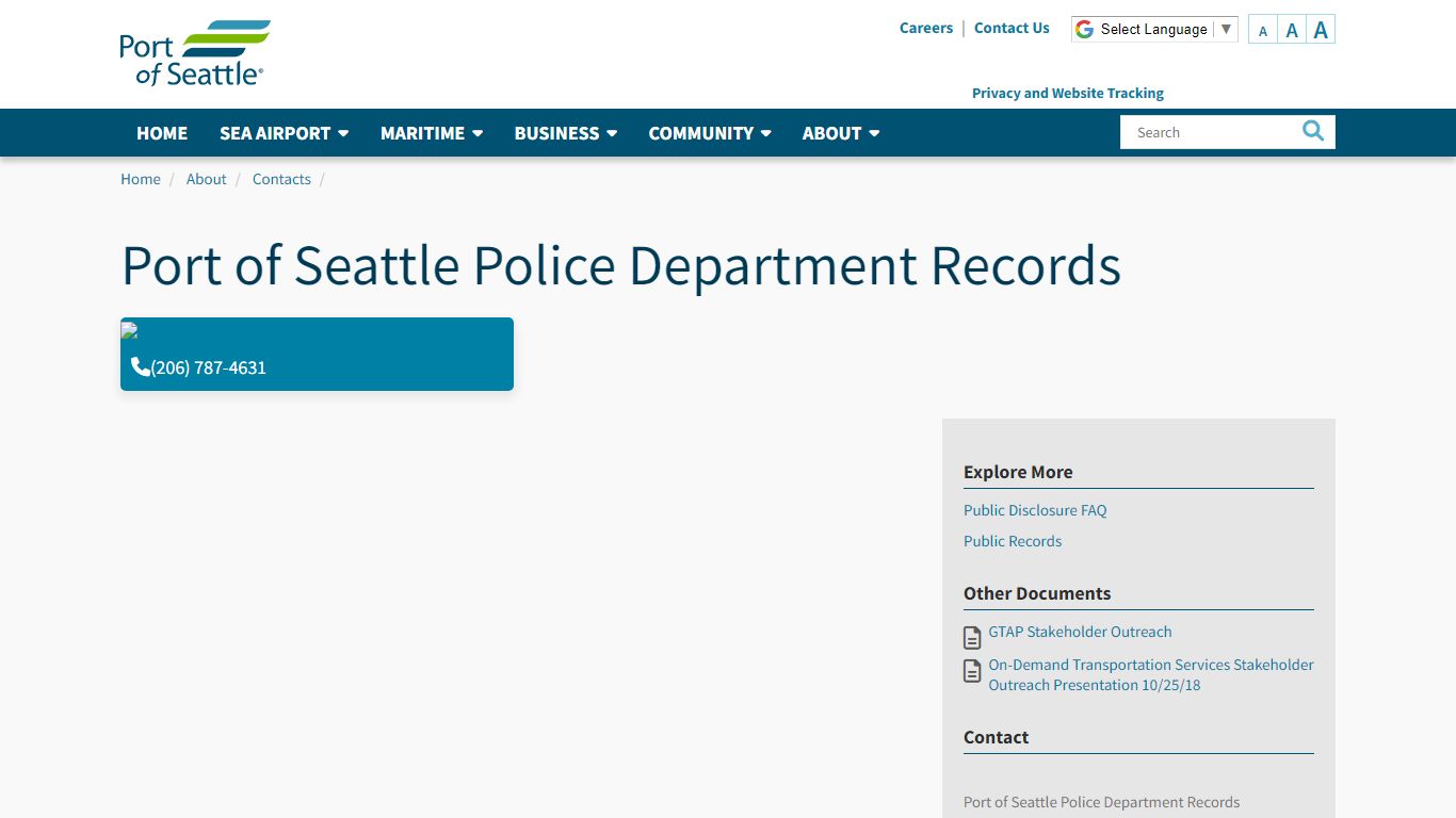 Port of Seattle Police Department Records